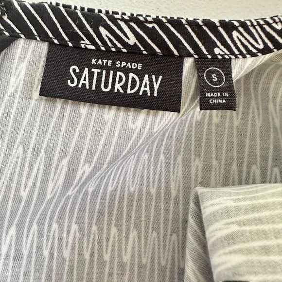 Kate Spade Saturday Dress Womens Small S Black White Print V Neck Shift Stretch - Picture 7 of 9